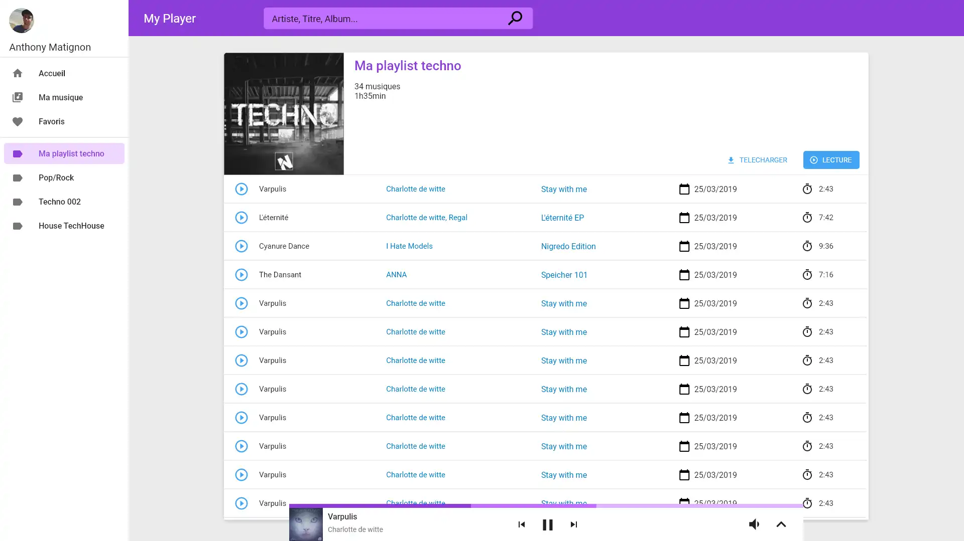 Description de Lecteur de musique